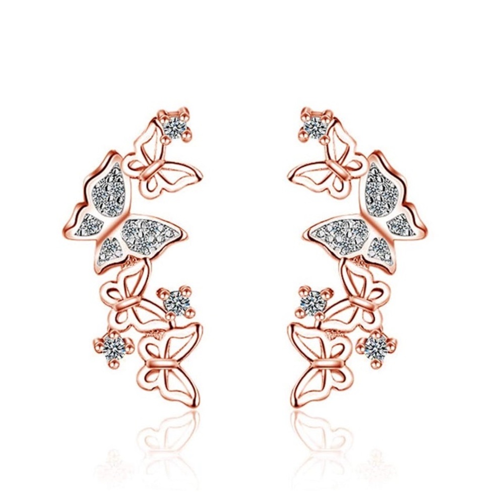 Rose Gold Plated Butterfly Crawler Earrings